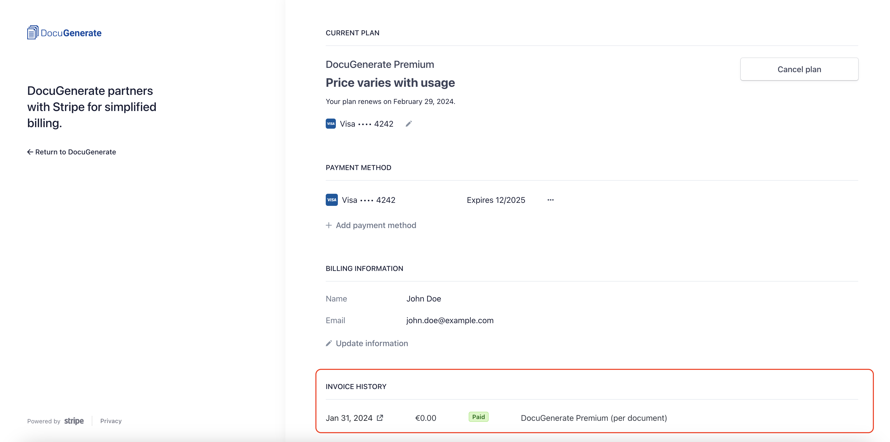 Invoice History