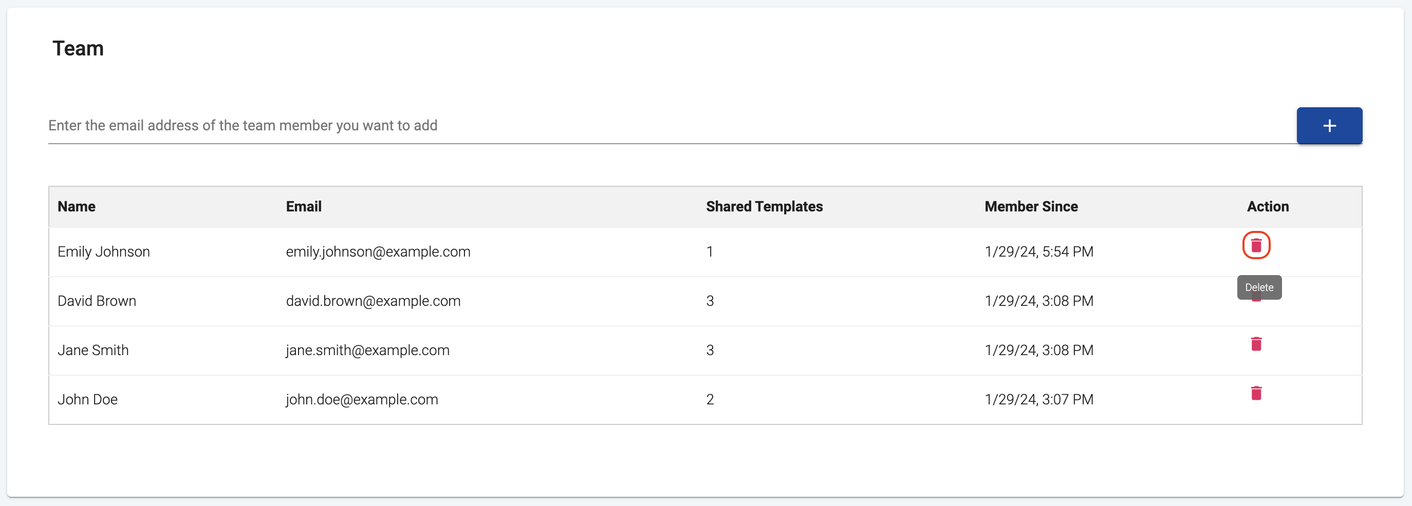 Remove a team member and revoke access to the shared templates