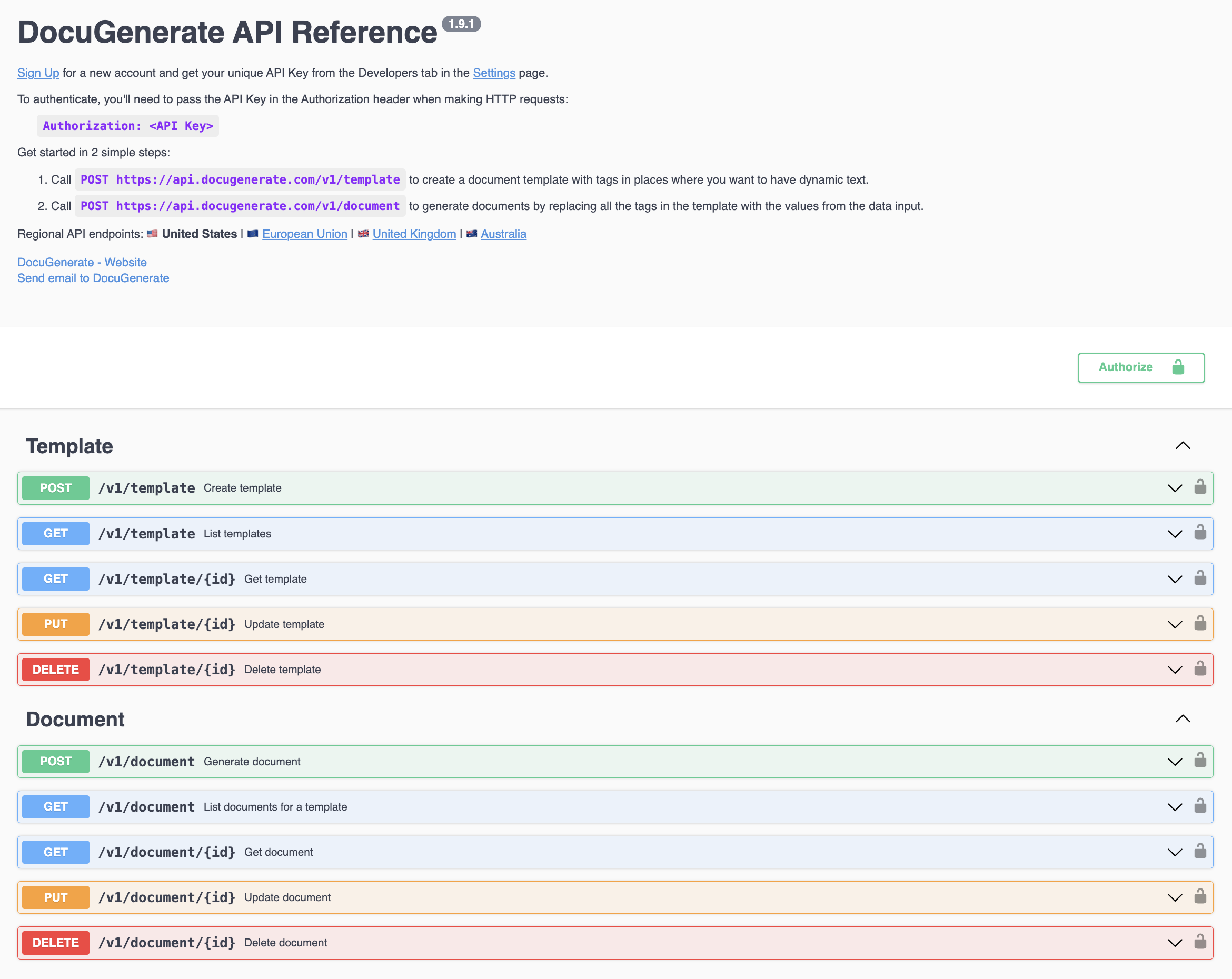 Référence API