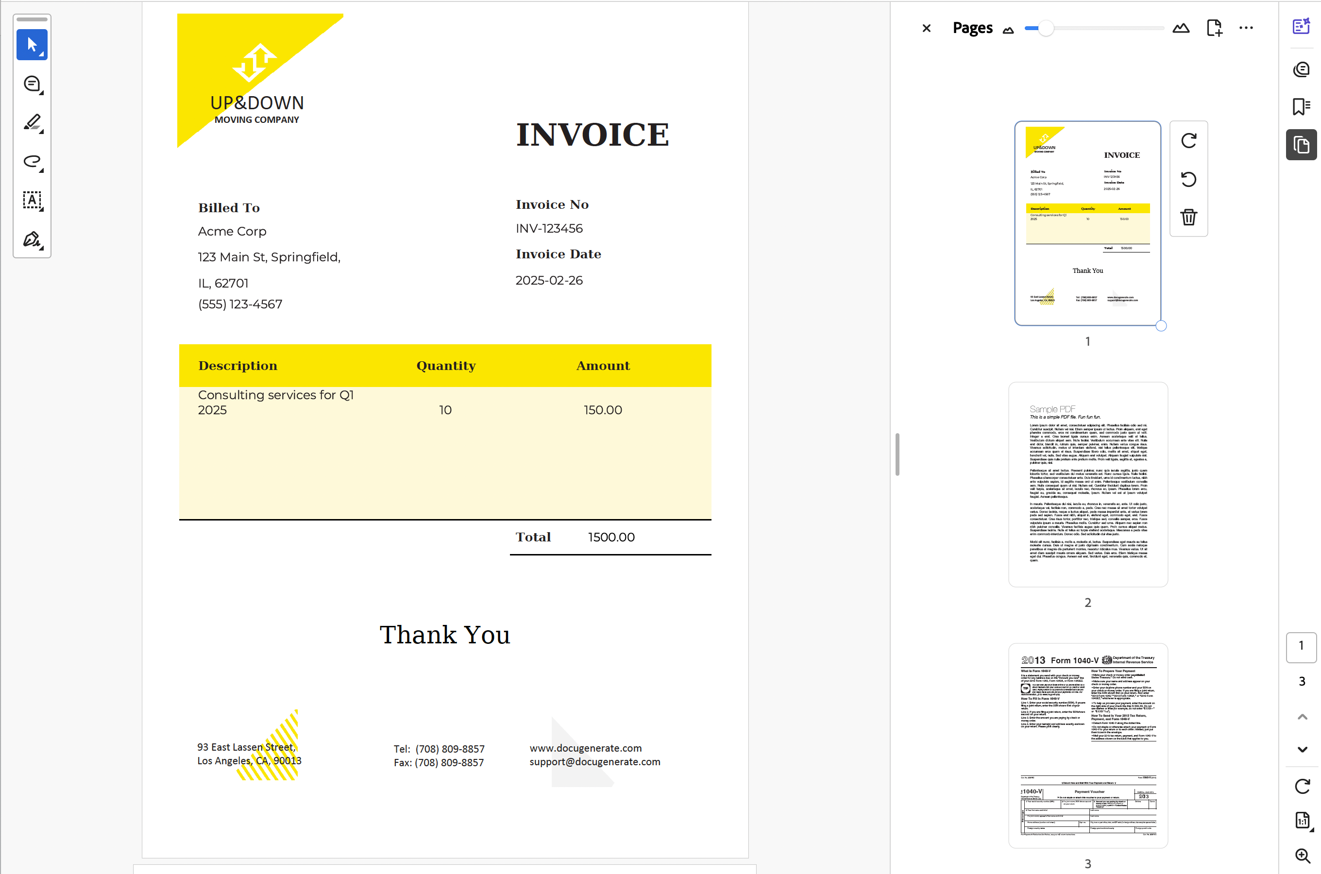 PDF Invoice with multiple merged files