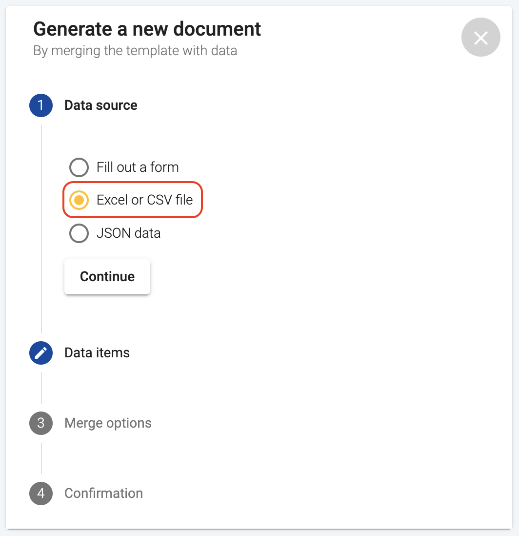 Excel data source