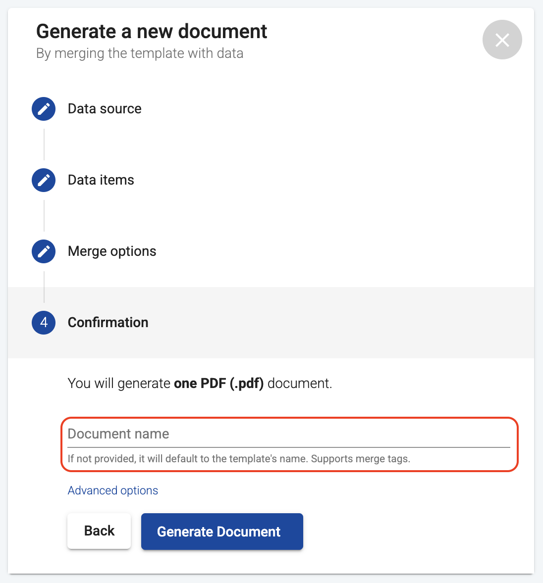 Document name input