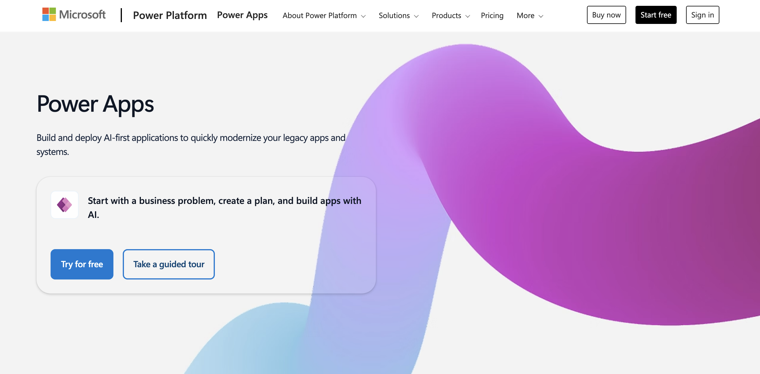 Power Apps homepage