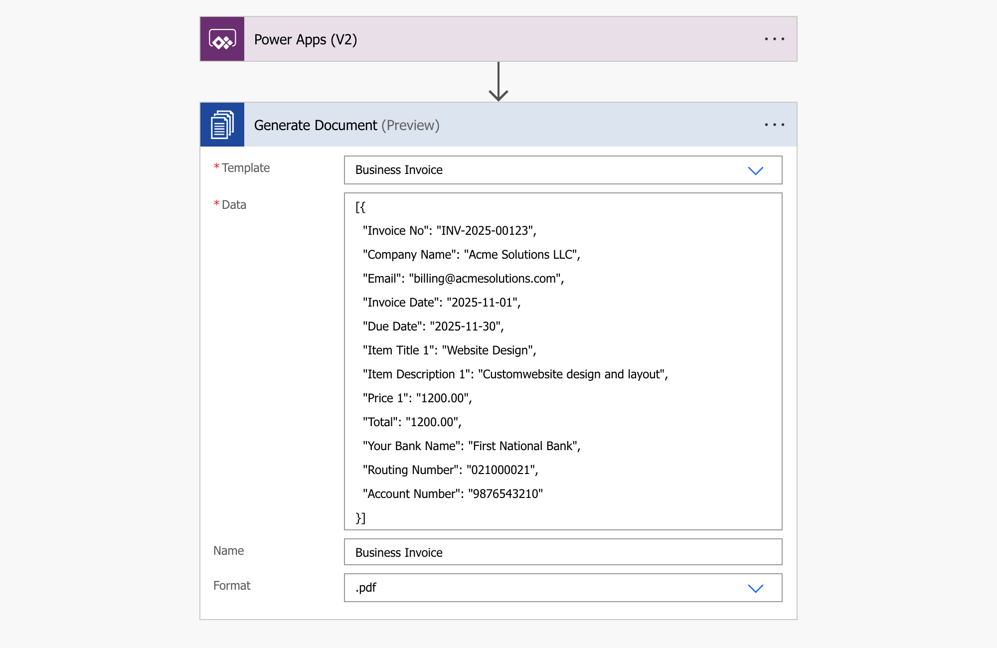 Generate document action