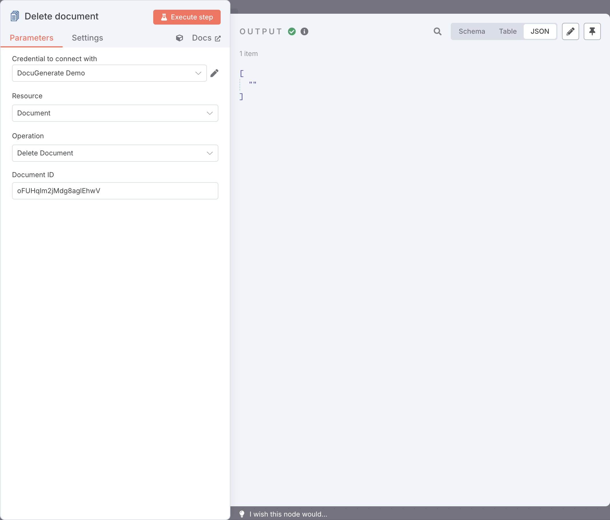 Delete document action