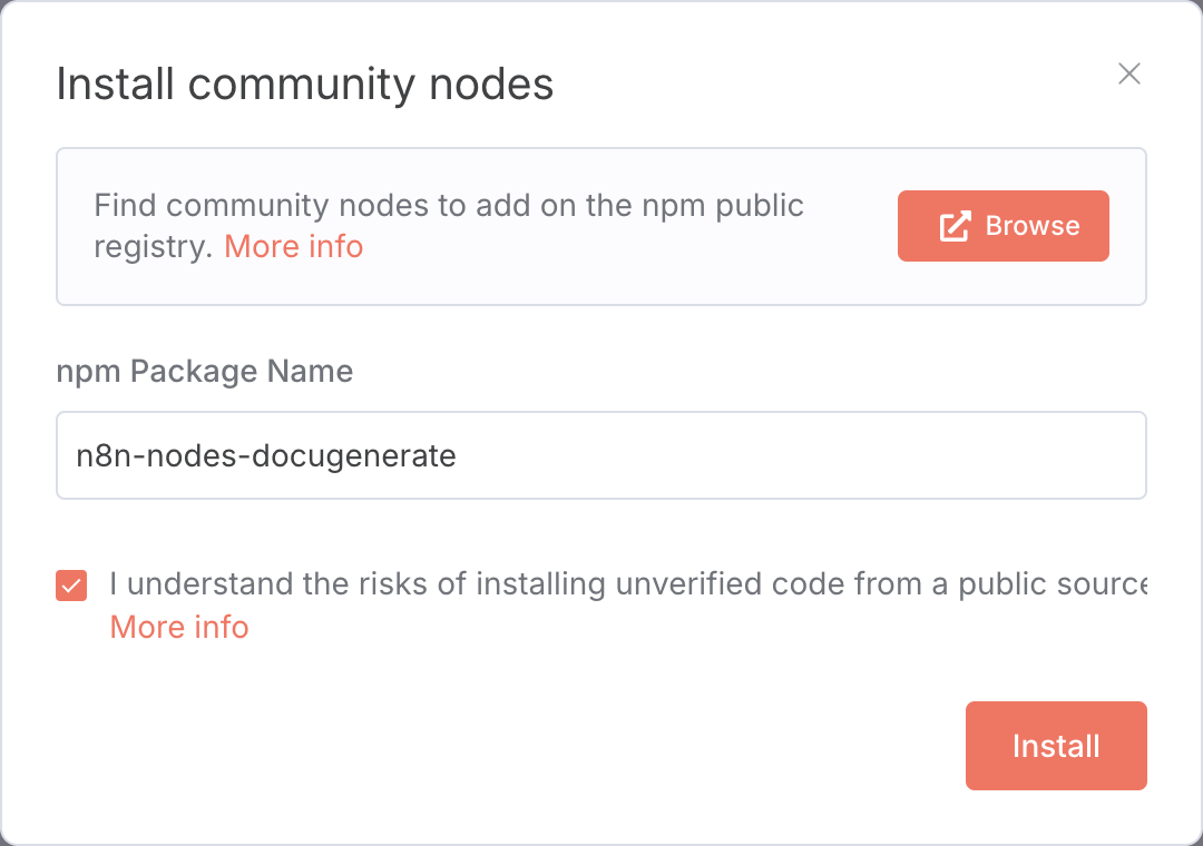 Install DocuGenerate node