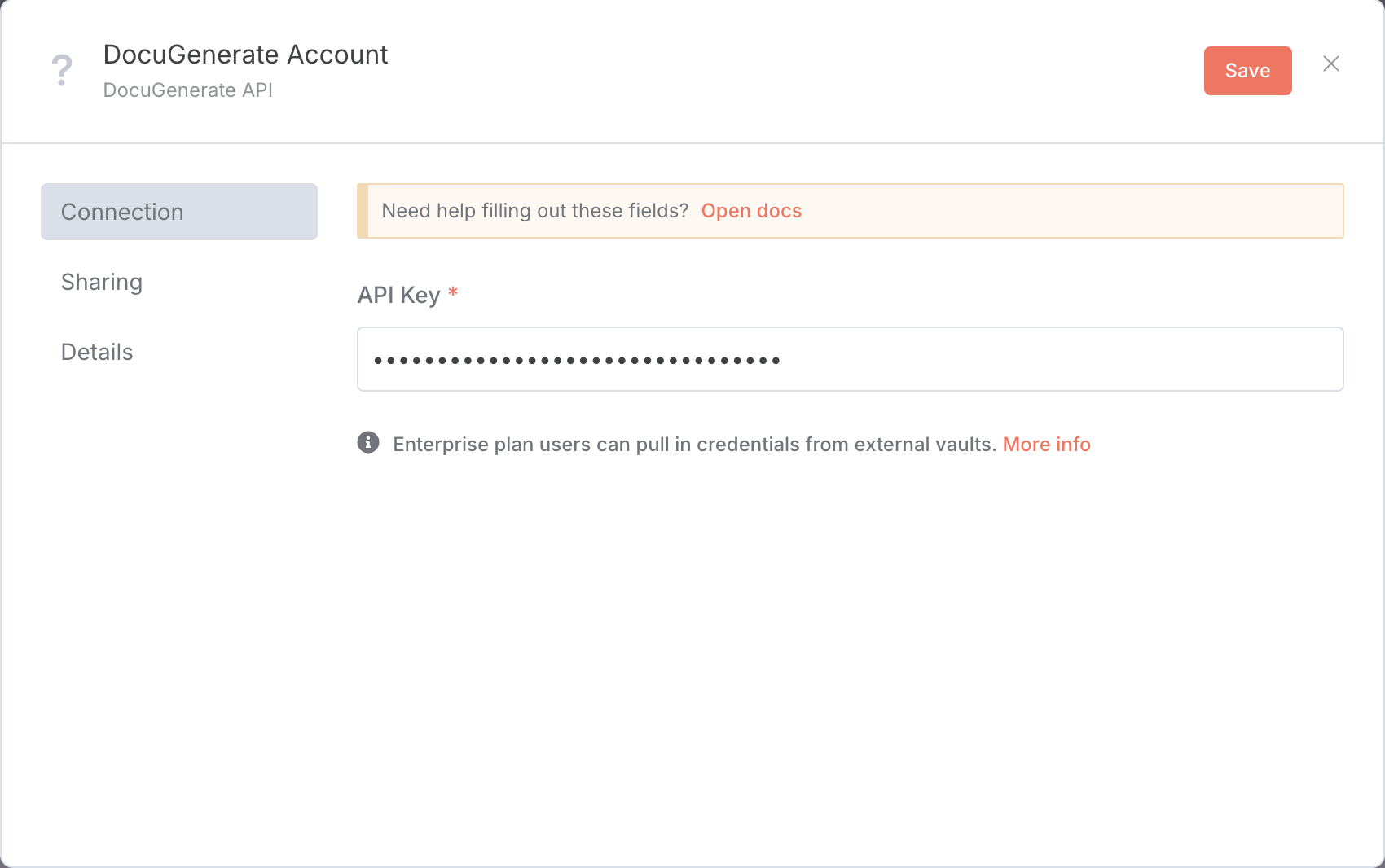 DocuGenerate credential setup