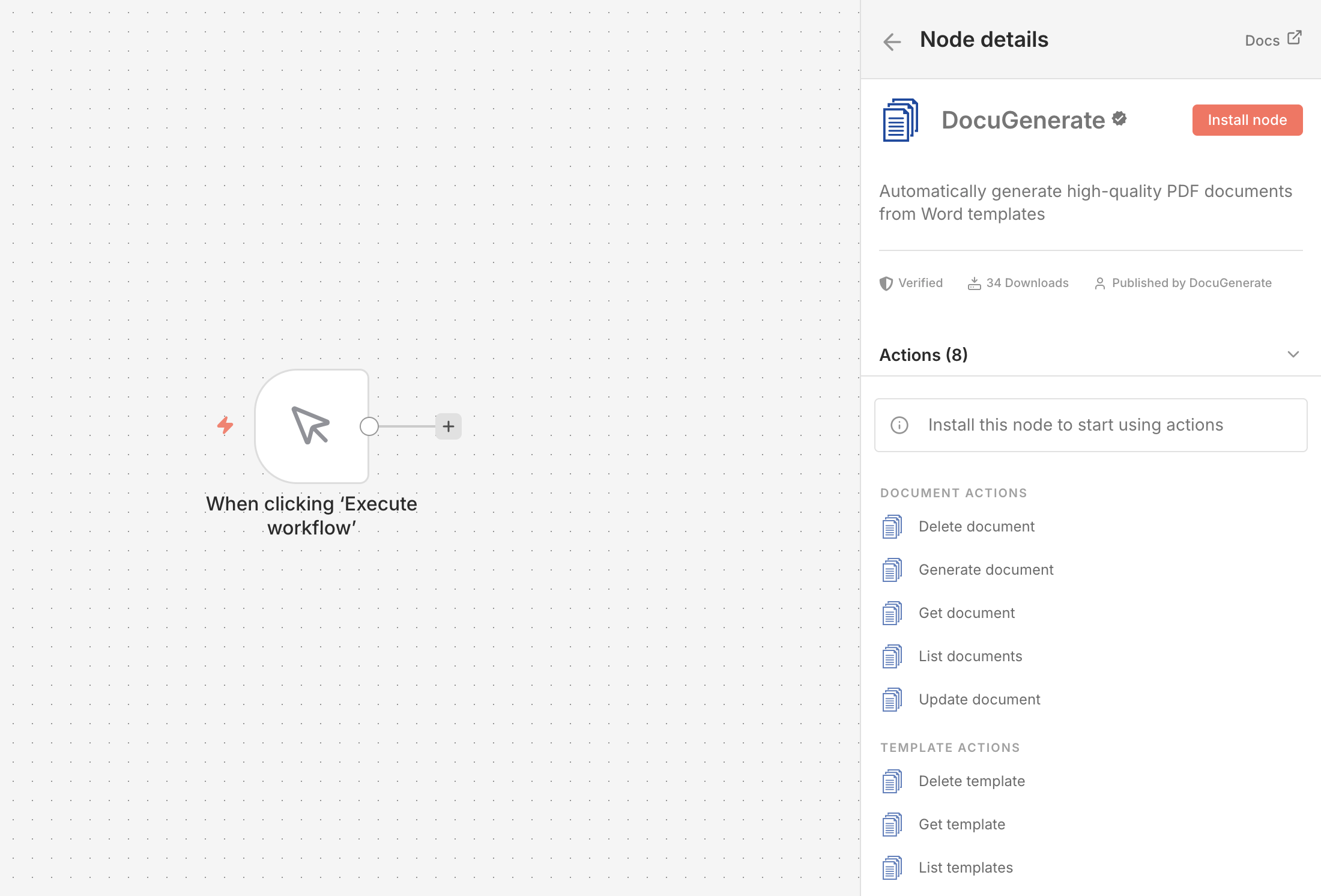 Install DocuGenerate Node