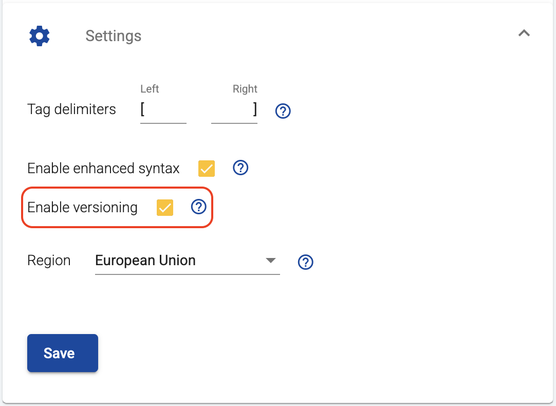 Enable version history