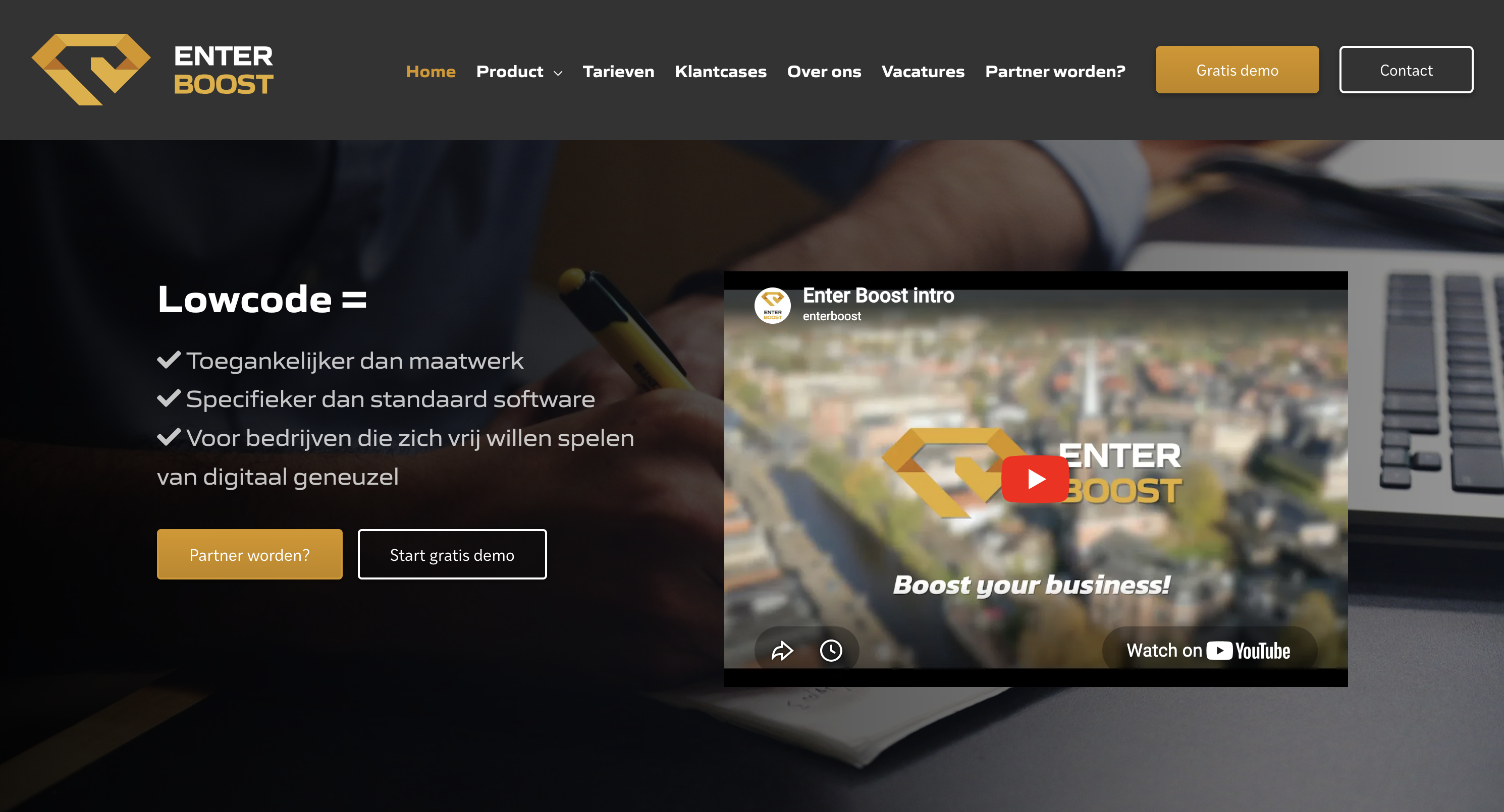 Enter Boost homepage hero
