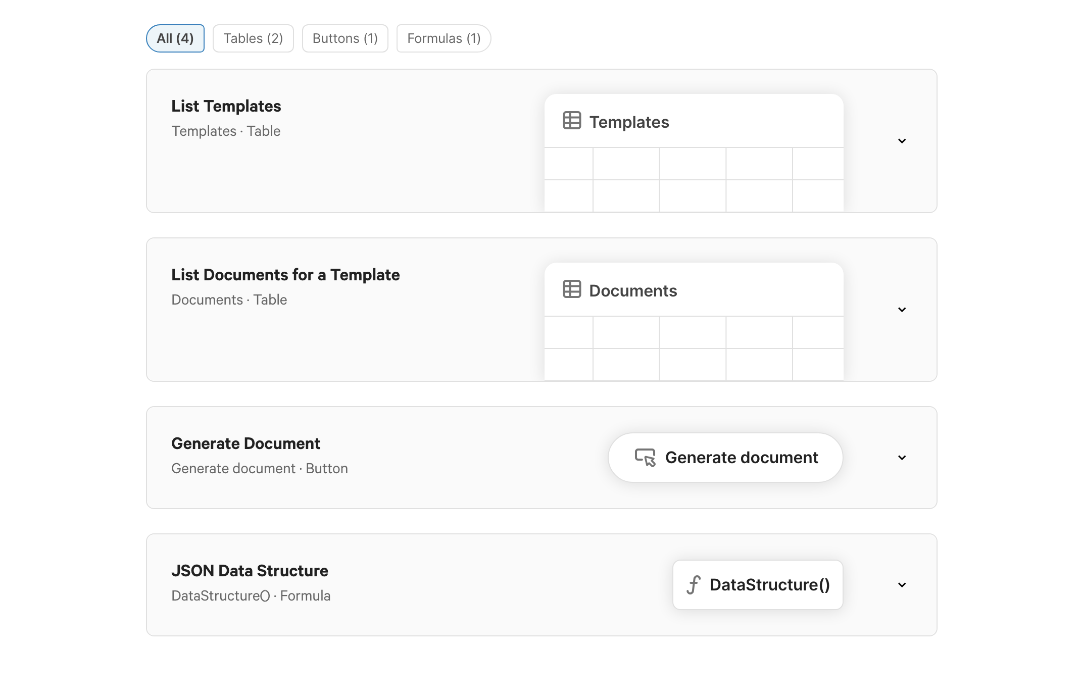 Image with the components included in DocuGenerate's Coda Pack