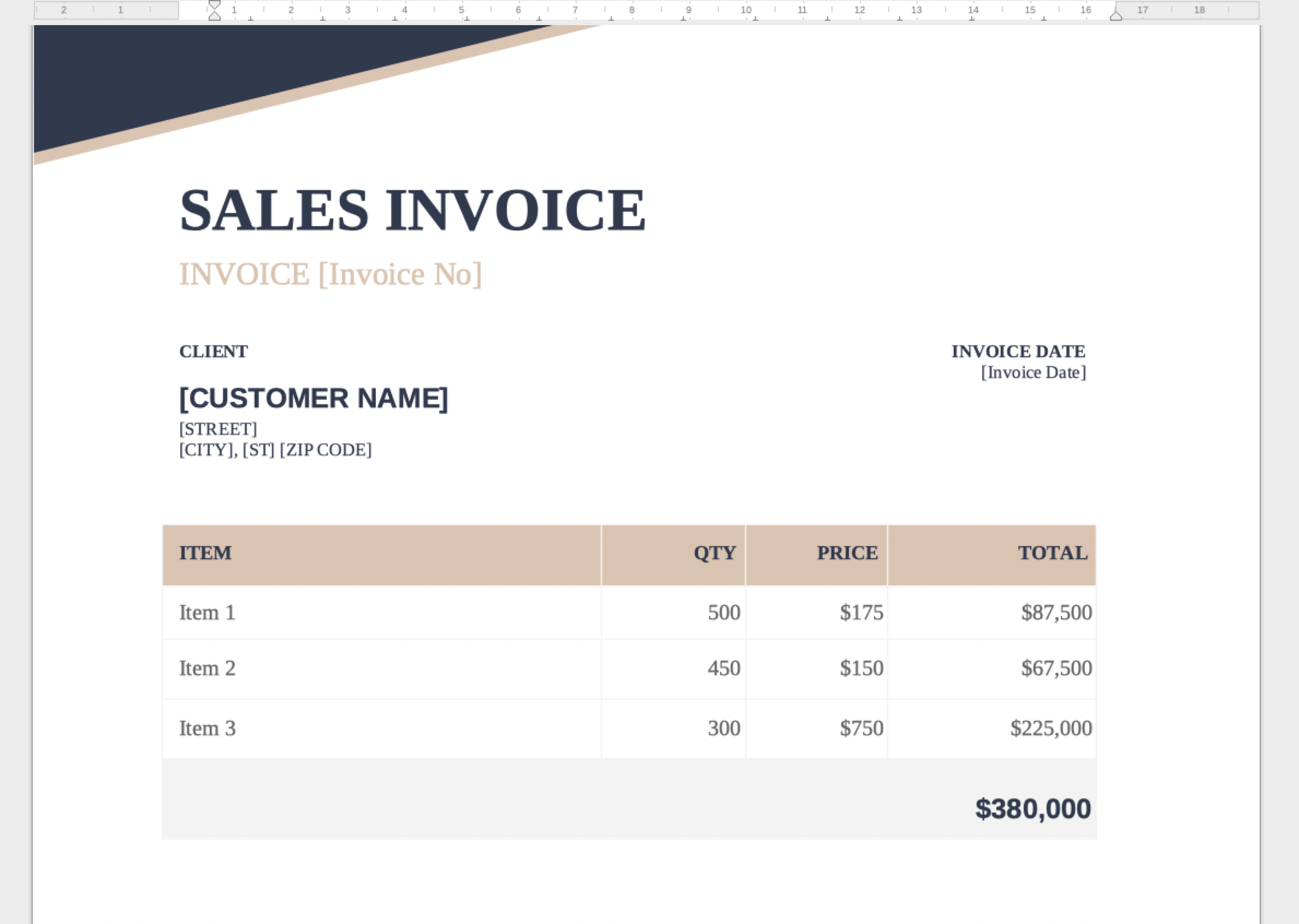 Invoice with merge tags