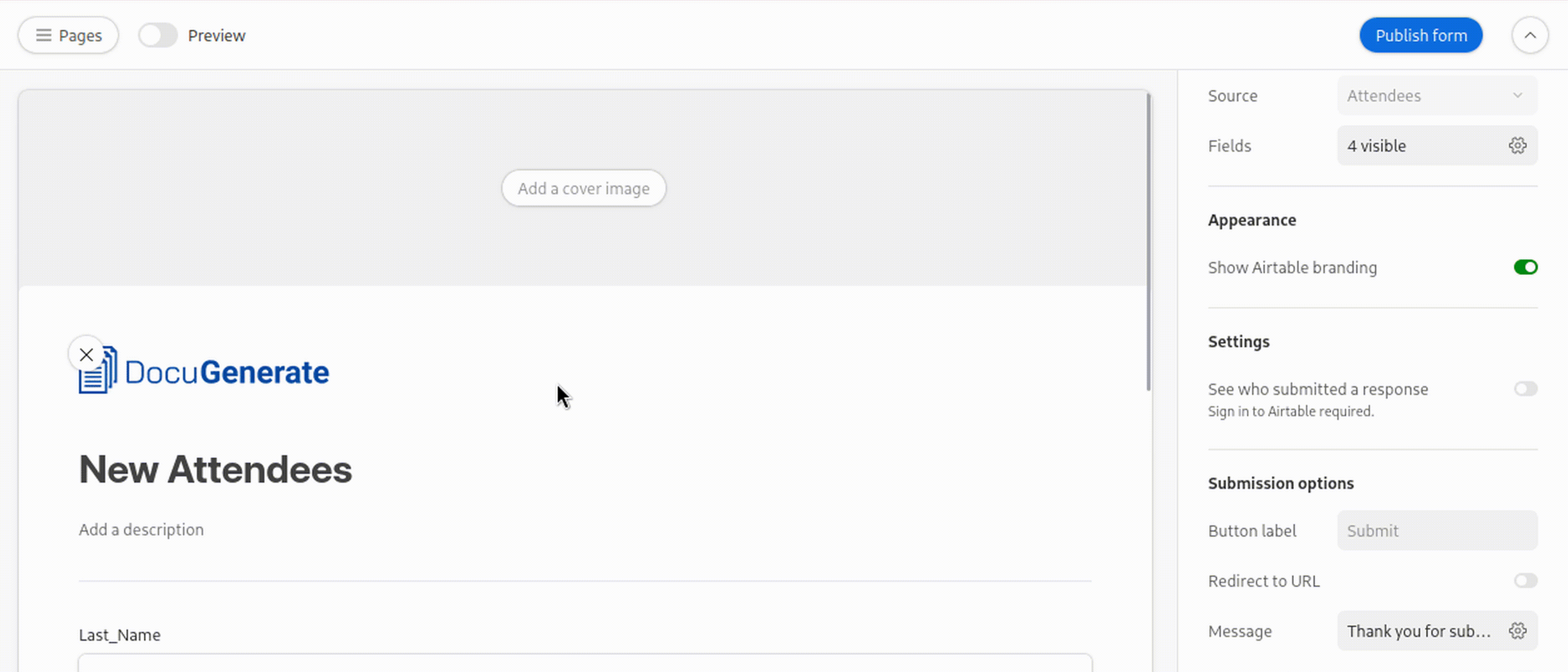 Creating a form
