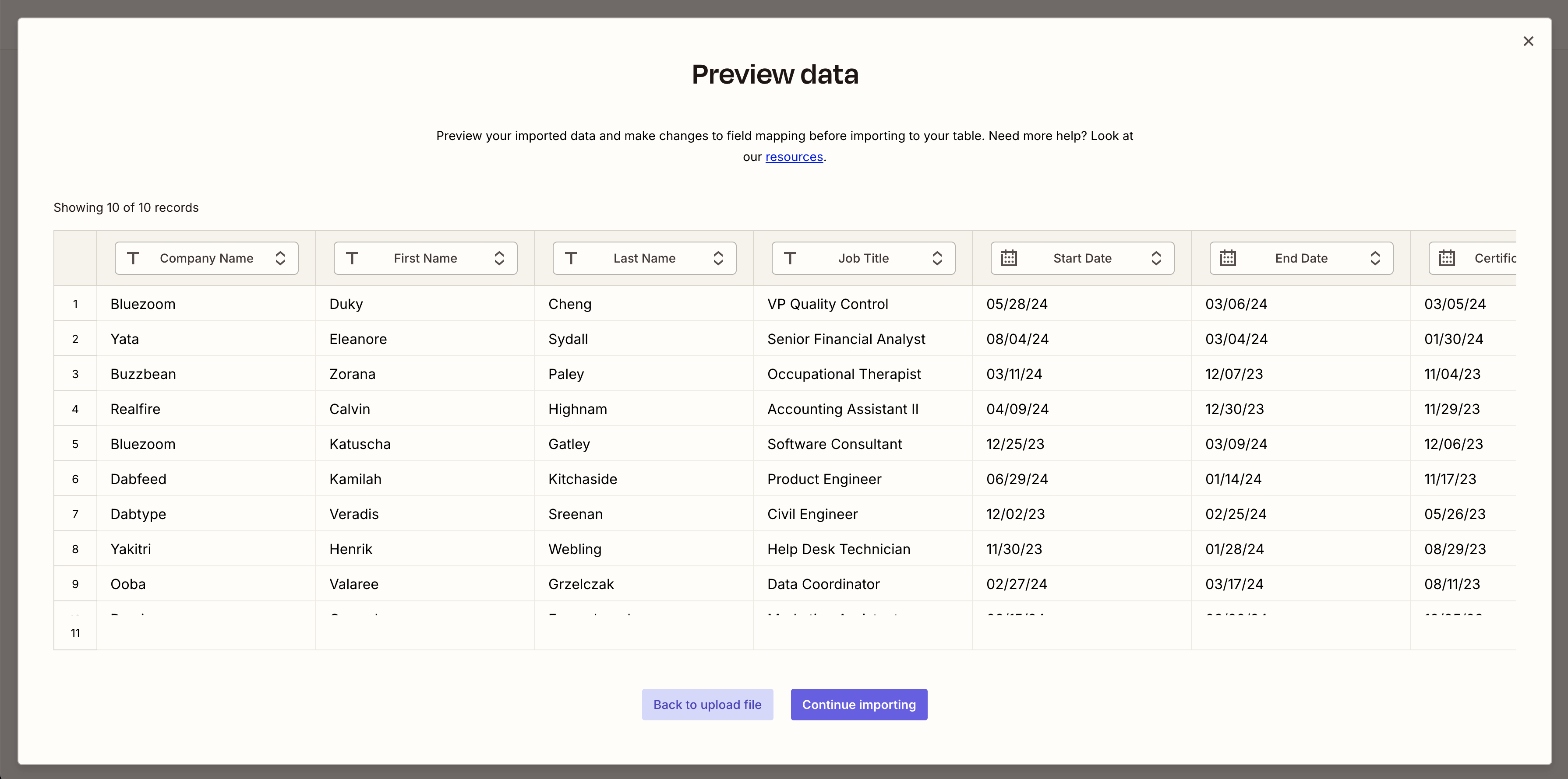 Import CSV data into Zapier Tables