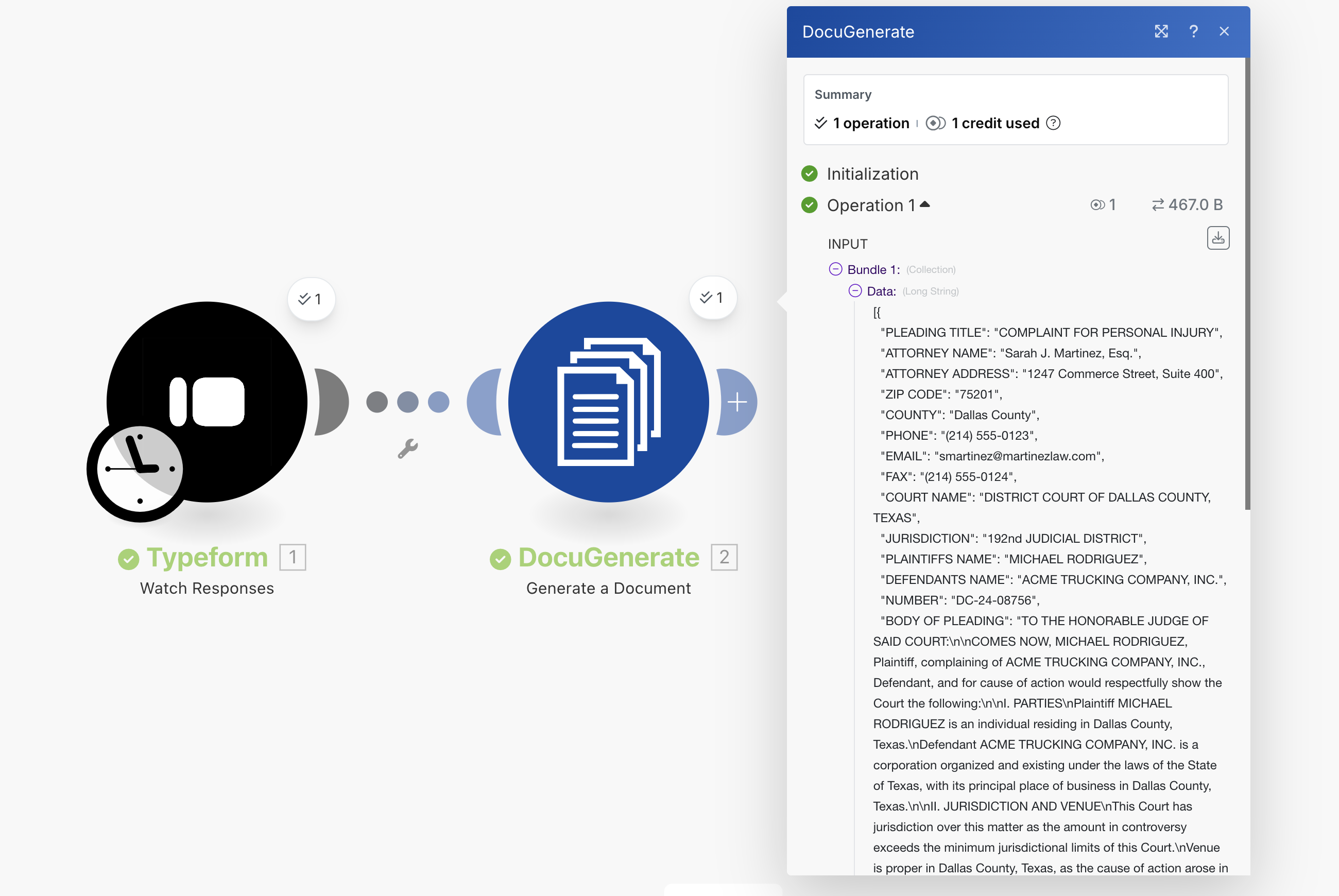 Successful Document Generation