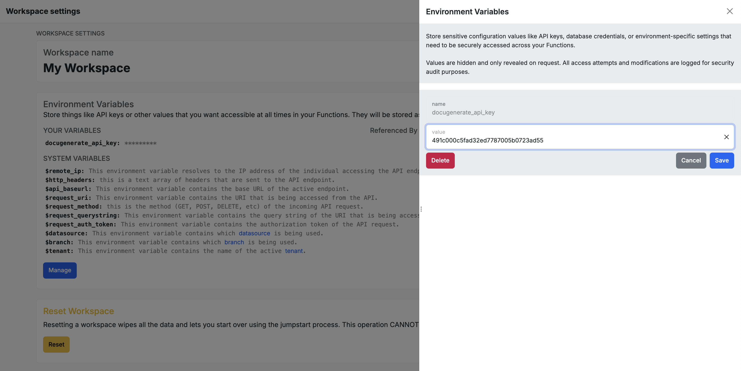 Configure the DocuGenerate API Key