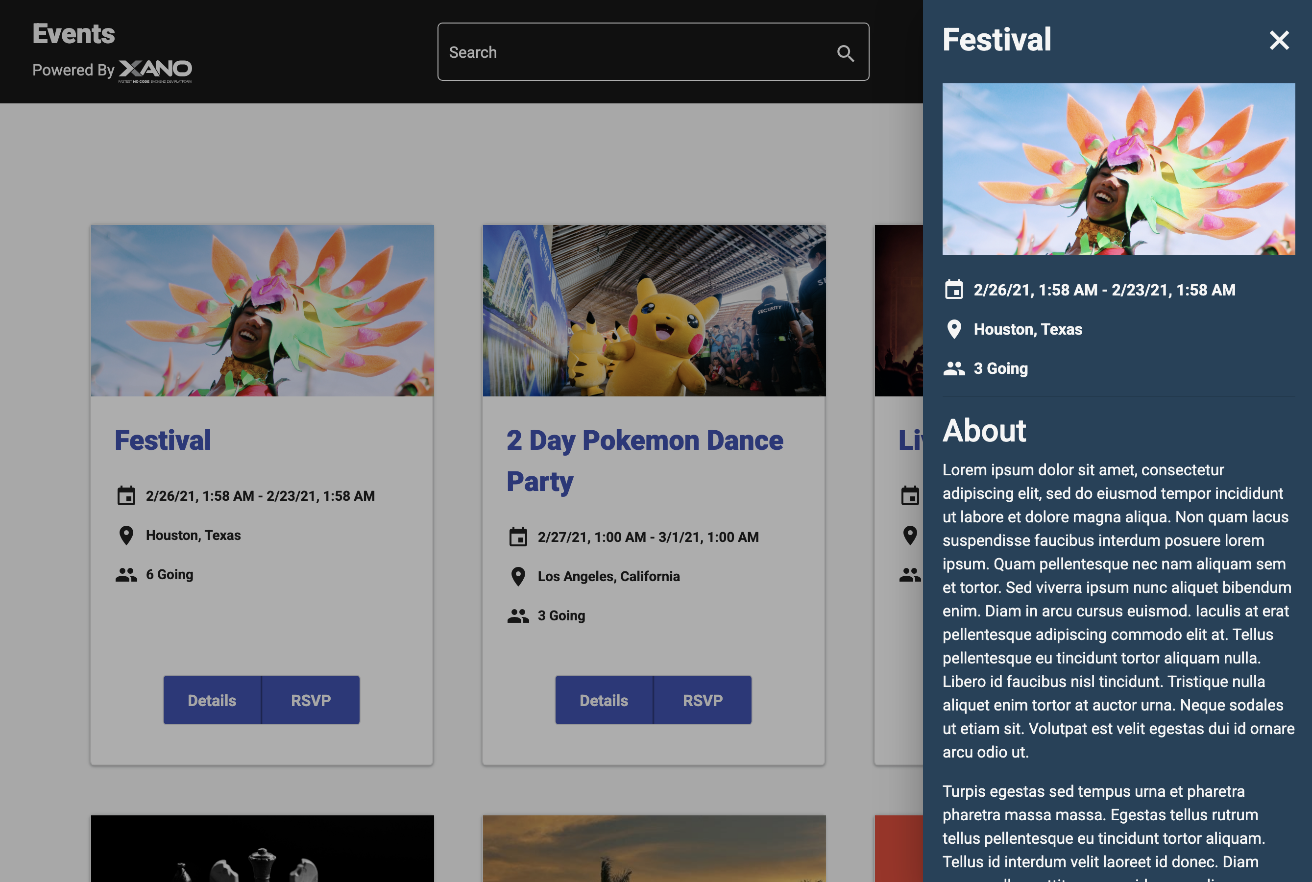 Details of the "Festival" event