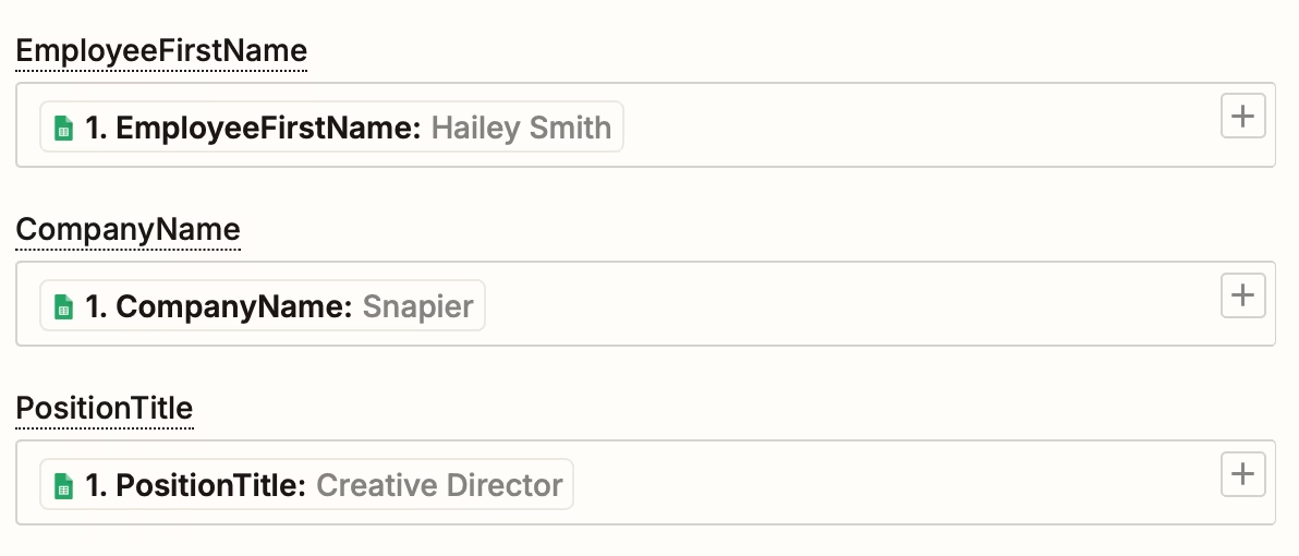 Zapier automatic field names detection