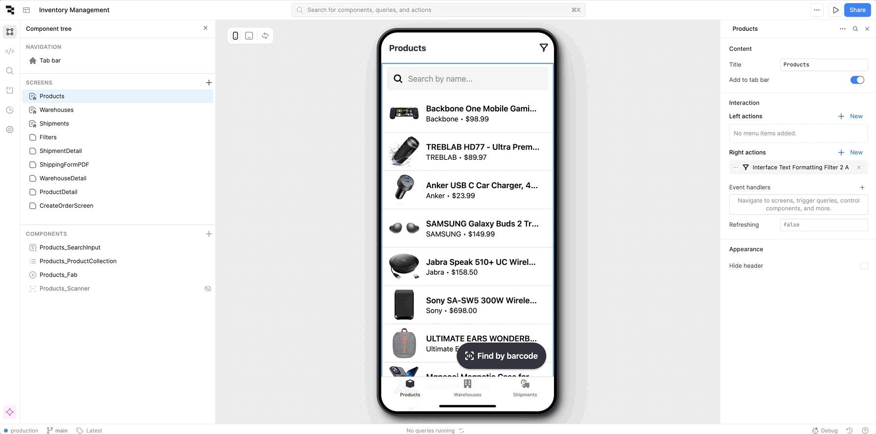 Demo video showing the complete Retool shipping form workflow