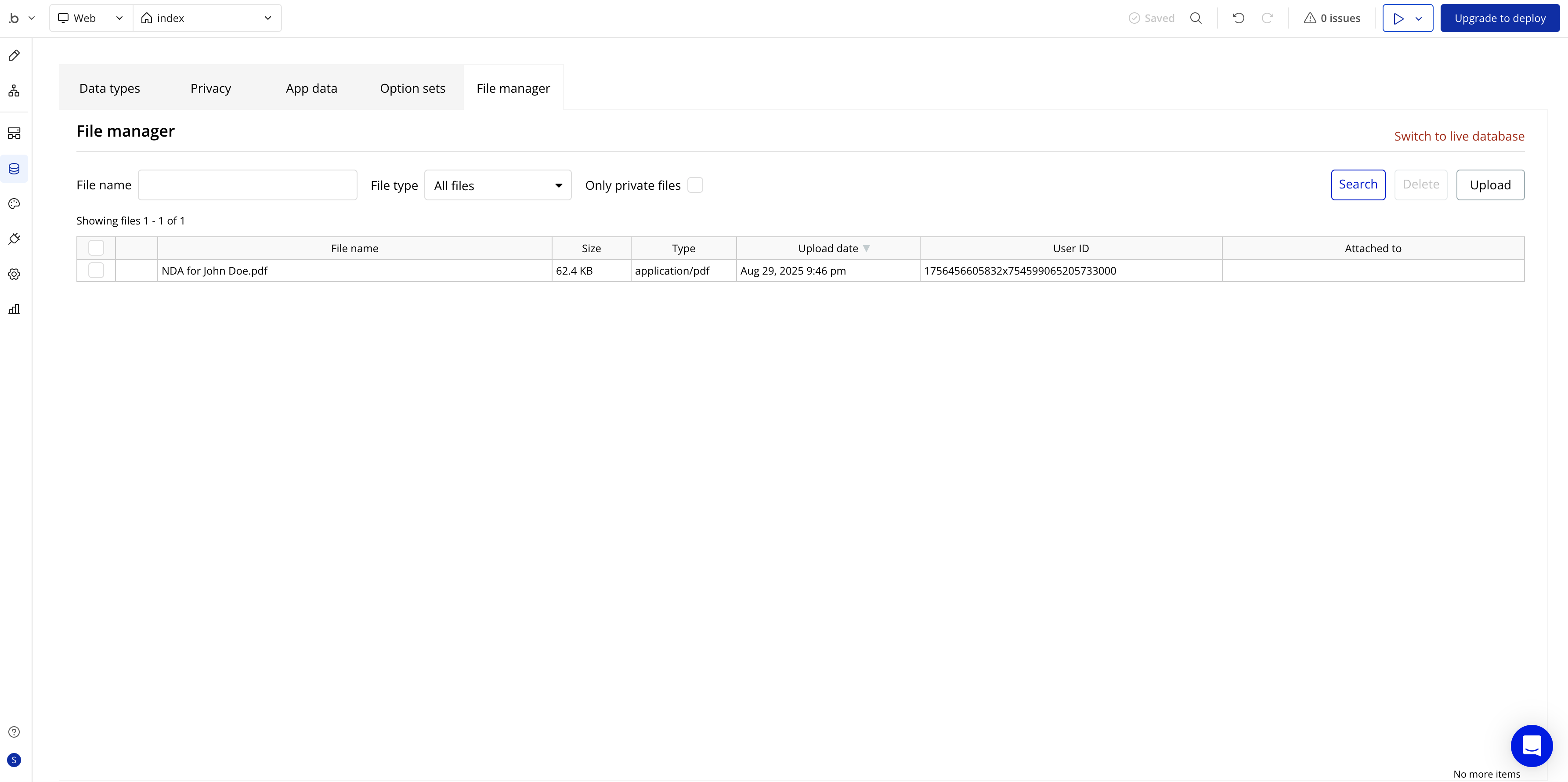 Generated documents in Bubble's File manager