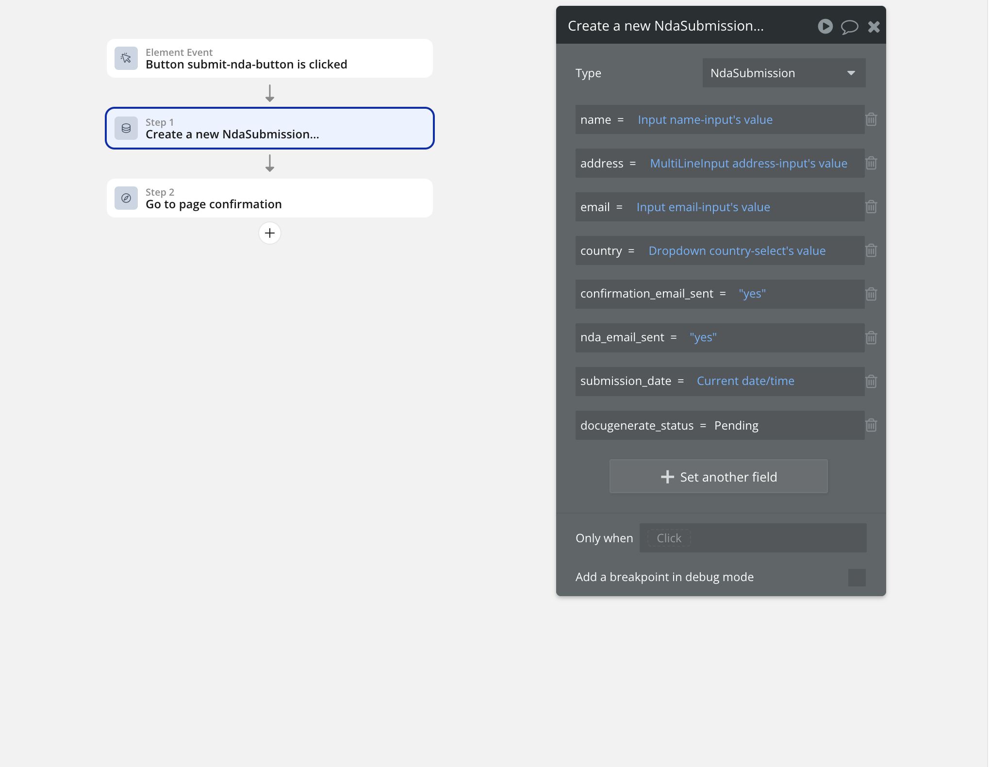 Initial workflow configuration