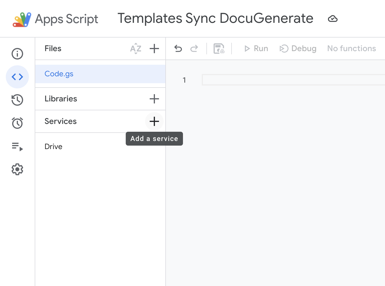 Creating a new Apps Script project placeholder
