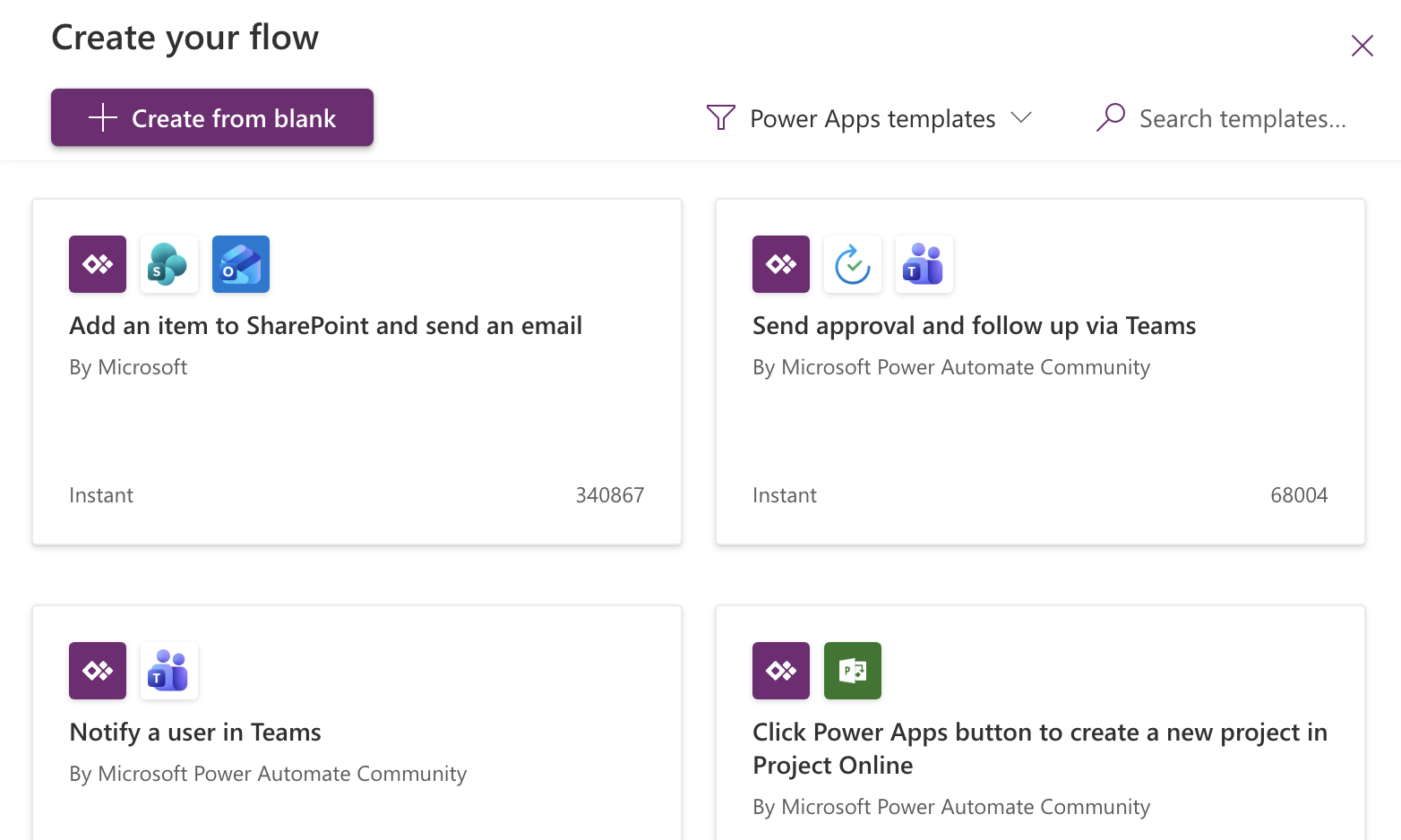 Creating a new flow from blank