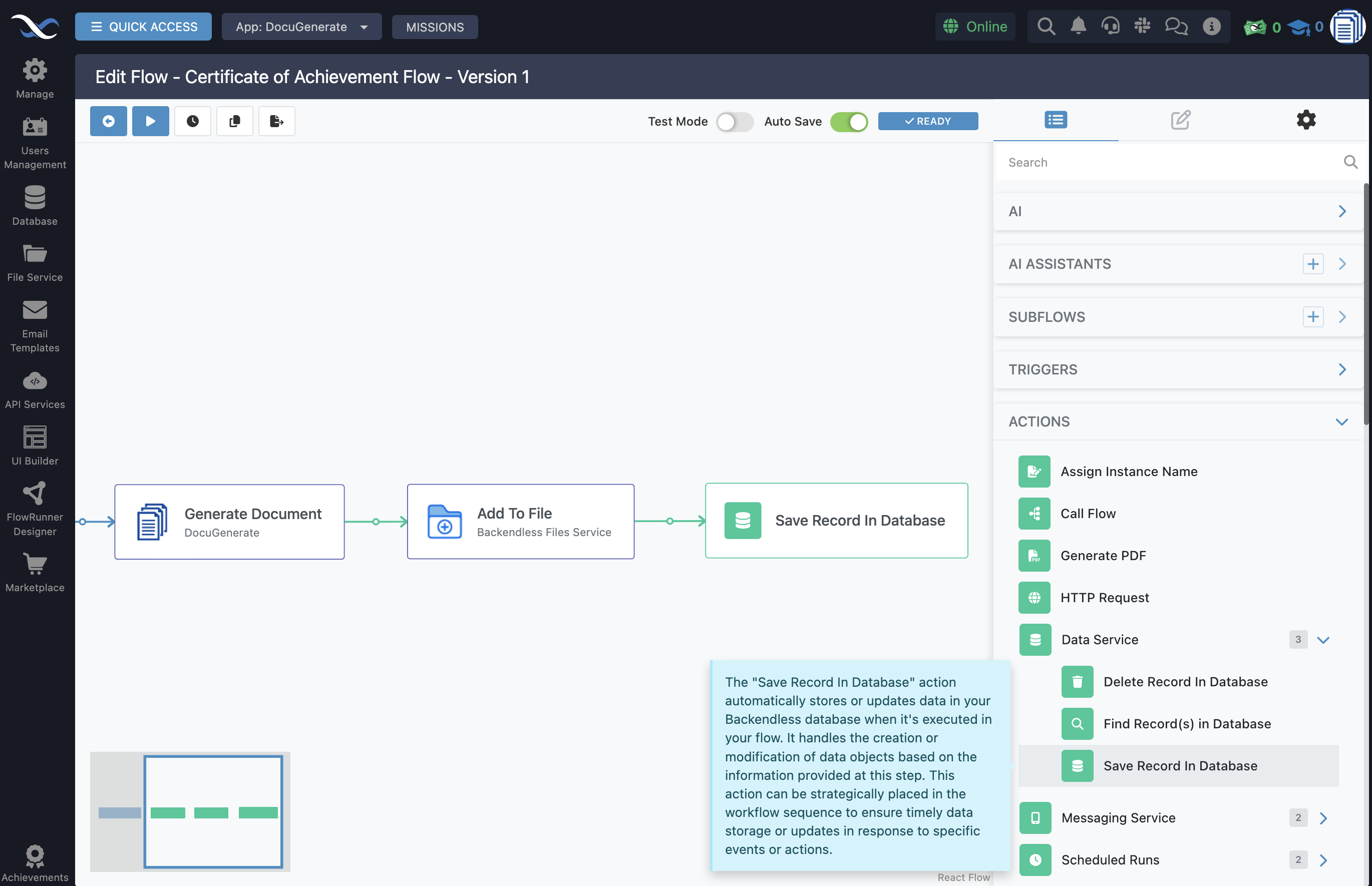 Adding the Save Record In Database action