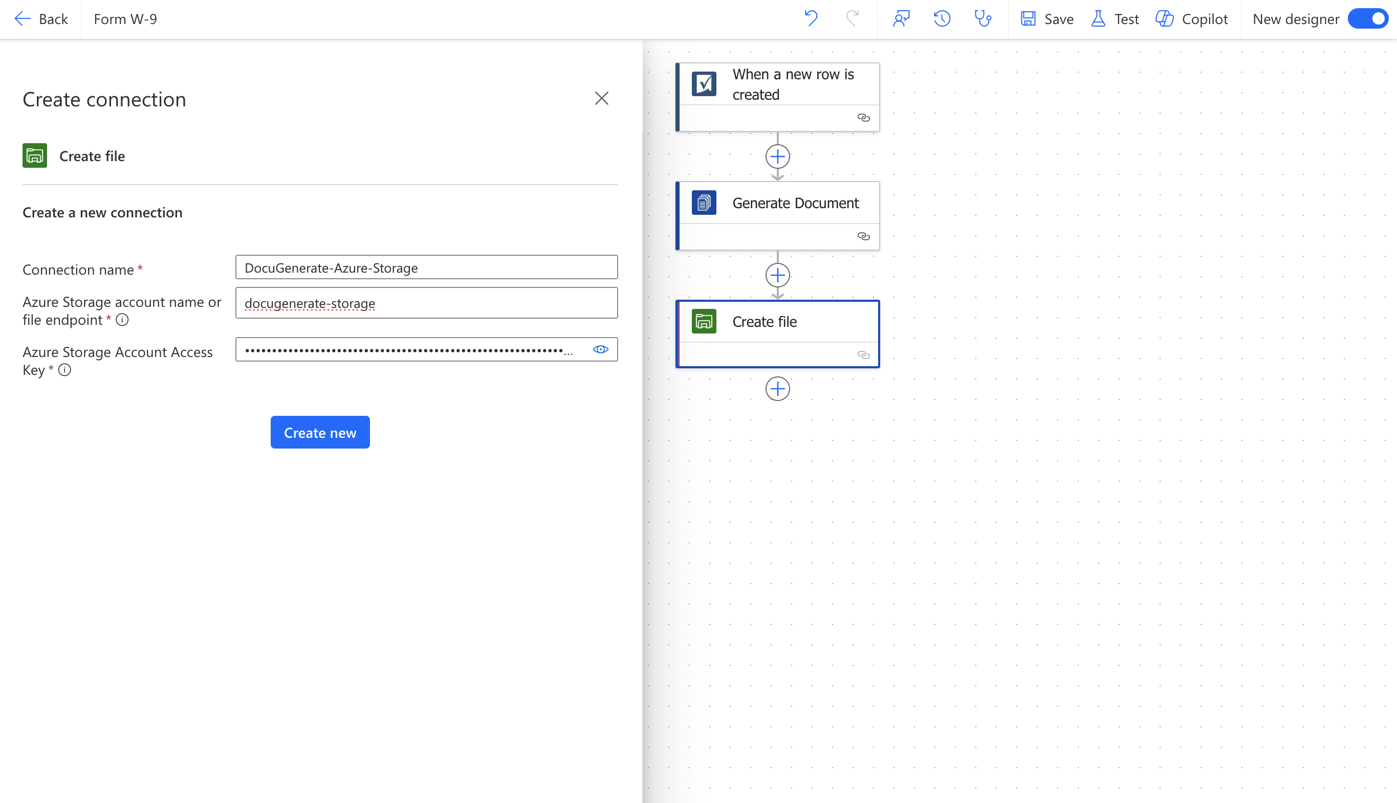 Creating a connection to Azure File Storage