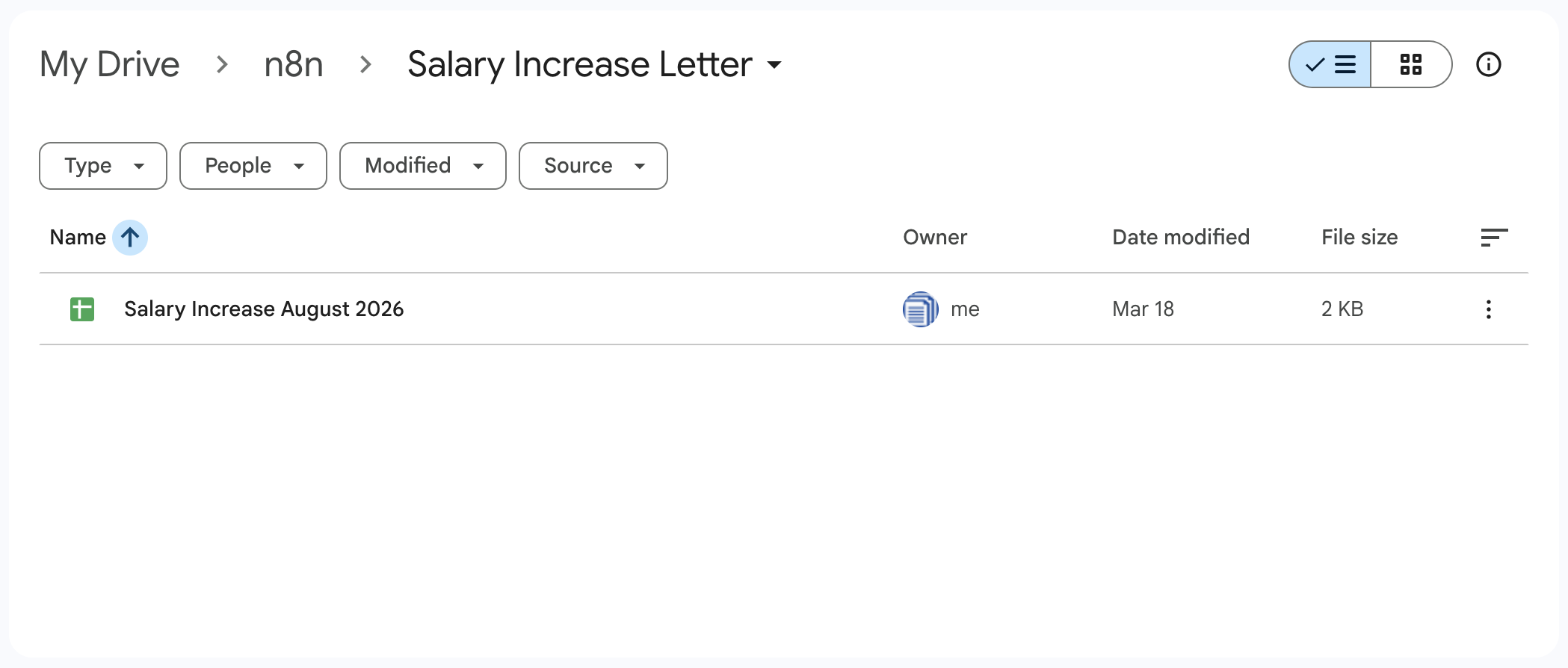 Salary Increase Letter-map in Google Drive